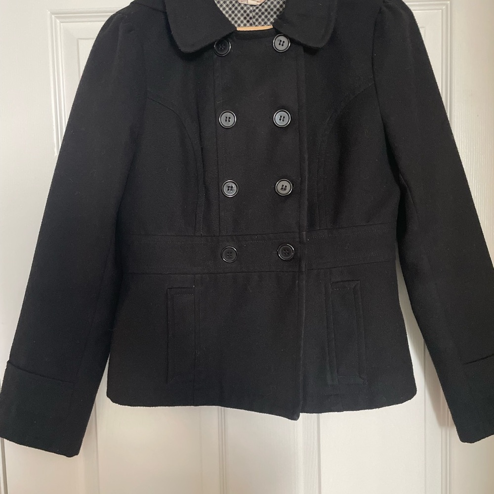 Tulle Black Double-Breasted Coat
